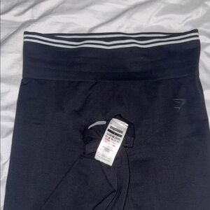 Gymshark Charcoal Leggings with Striped Waistband